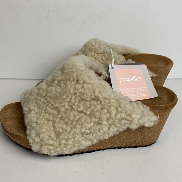 Birkenstock NWT Papillio Made in Portugal Namica Teddy Wedge Sandal 37 US 6 Boho - Picture 3 of 16